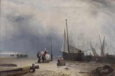 Coast Scene with Boats and Figures
